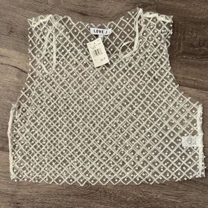 Love J Cream Beaded Crop Top